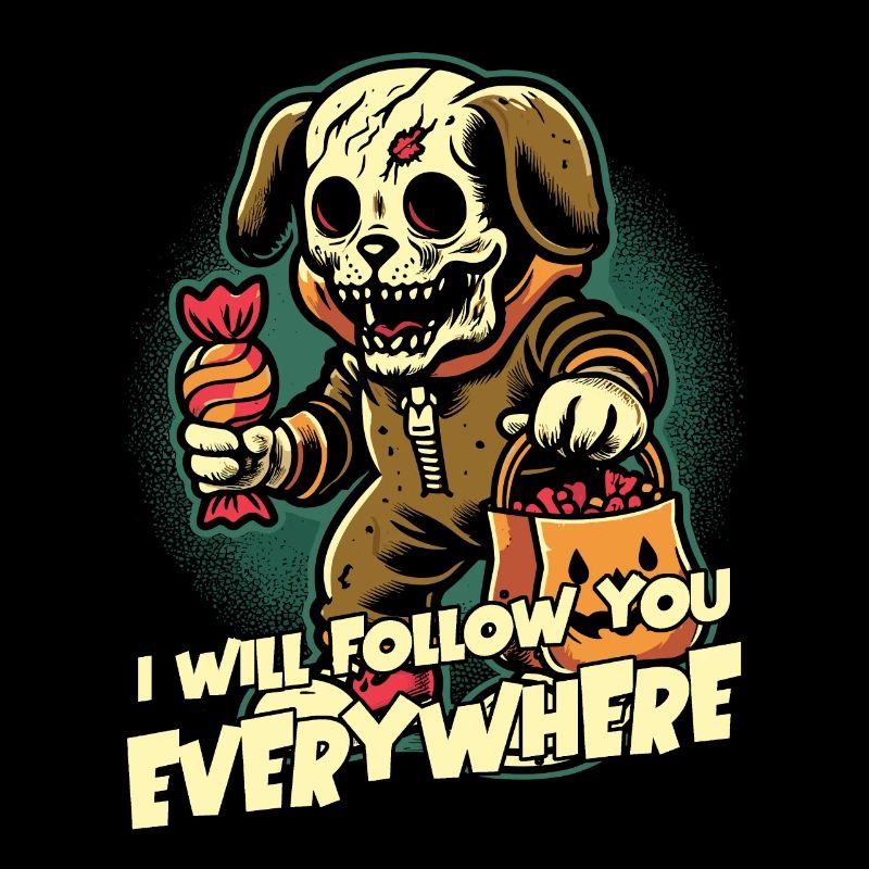 Halloween Skeleton Dog Candy Collecting