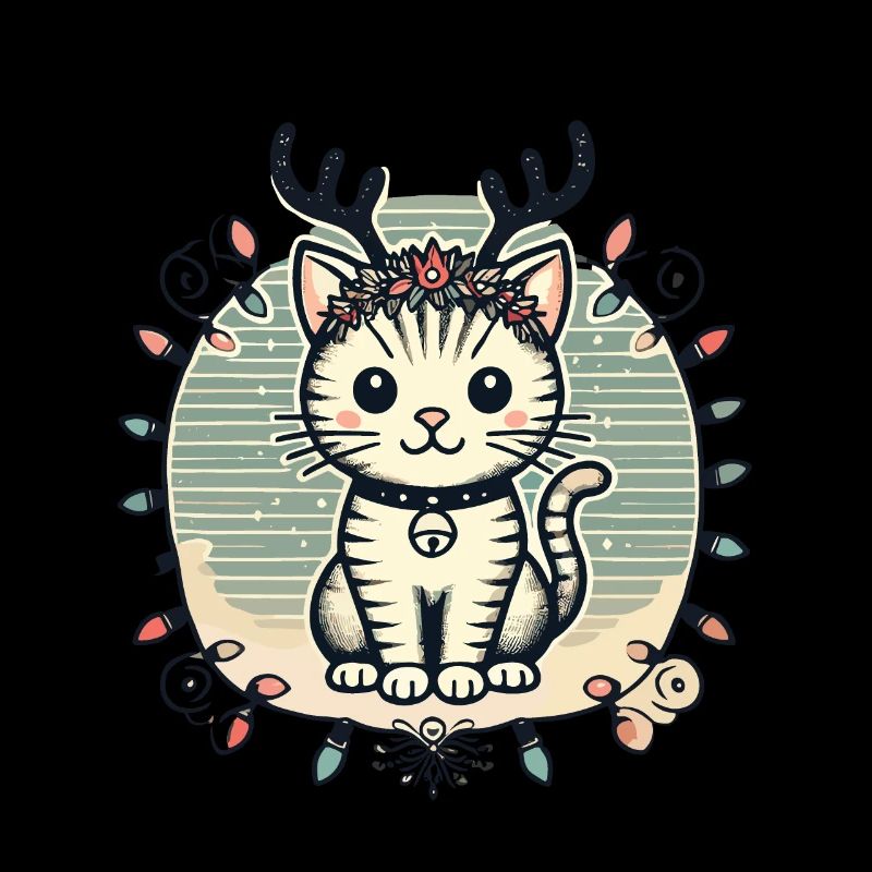 Weihnachtliche Katze Mit Geweih Und Lichter