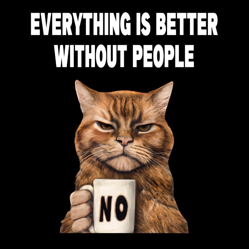 Mieux sans les gens Grumpy Funny Cat