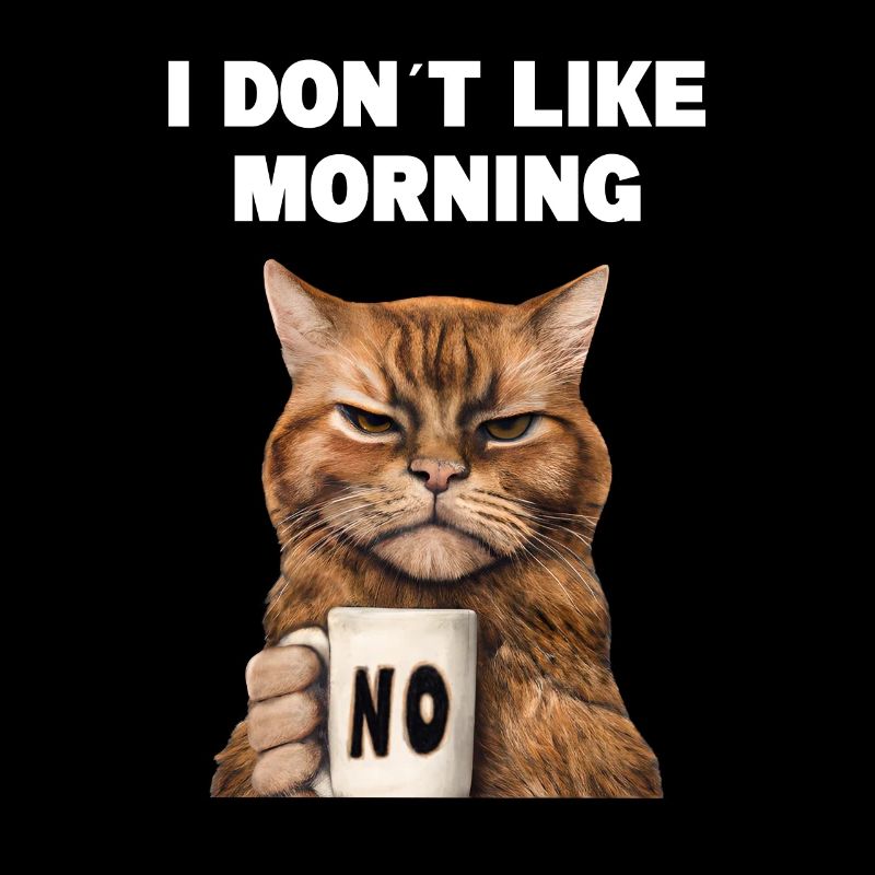 I don't like morning grumpy funny cat with