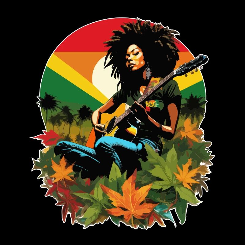 Guitariste rastafari dans le style reggae