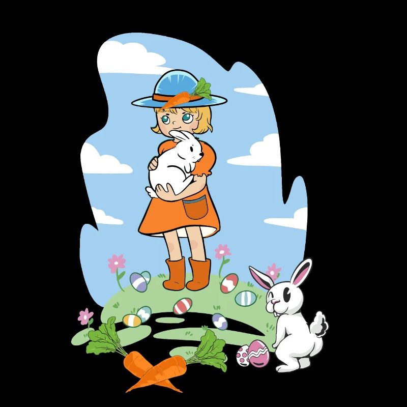 Happy Easter Bunnies Girl Rabbit Easter Bunny