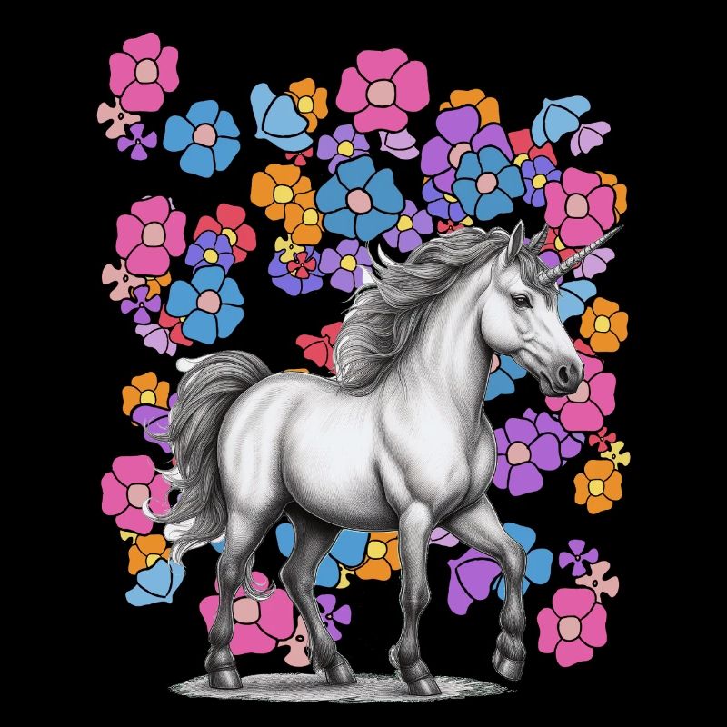 Licorne Cheval Fleurs Printemps Fleur