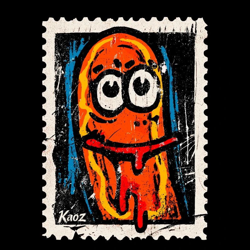 Saucisse de dessin animé folle avec de la bave de la bouche