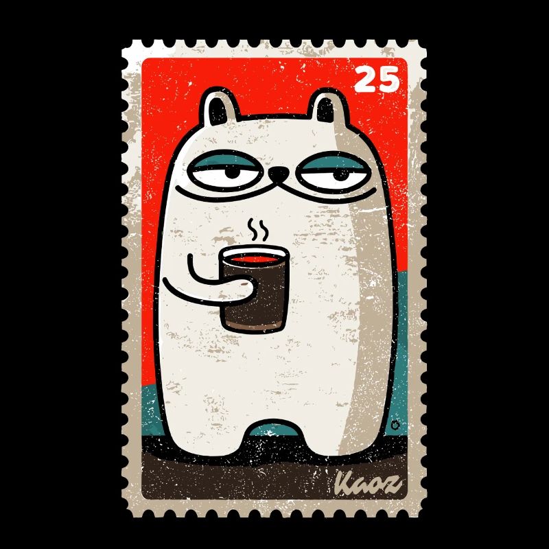 Kaffee-Katze als Comic-Briefmarke