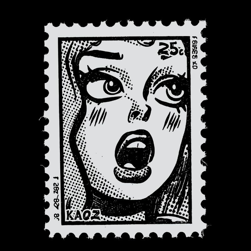 Femme de bande dessinée en état de choc – Timbre-poste Pop Art