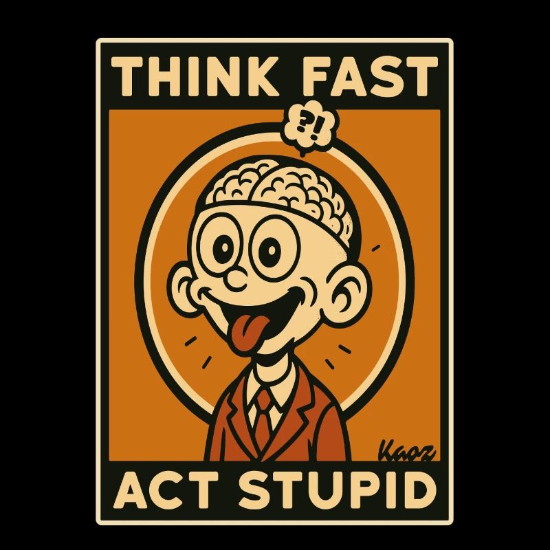 Comic Man with Brain and Tongue Out