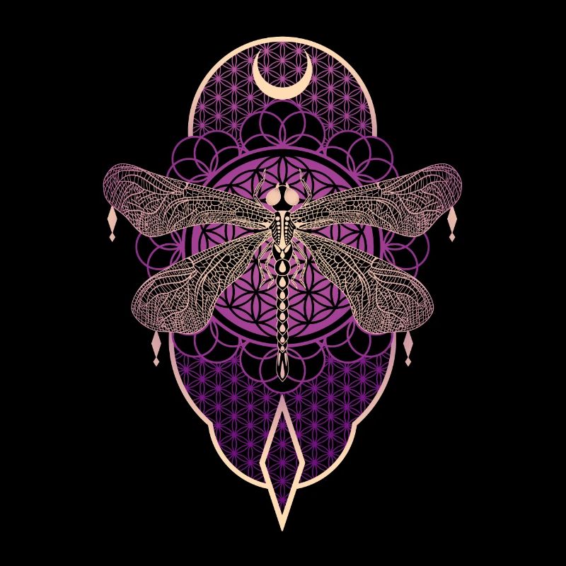 Libellule magique Mandala avec fleur de vie