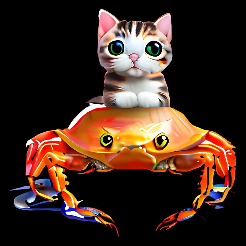 Bébé chat sur crabe