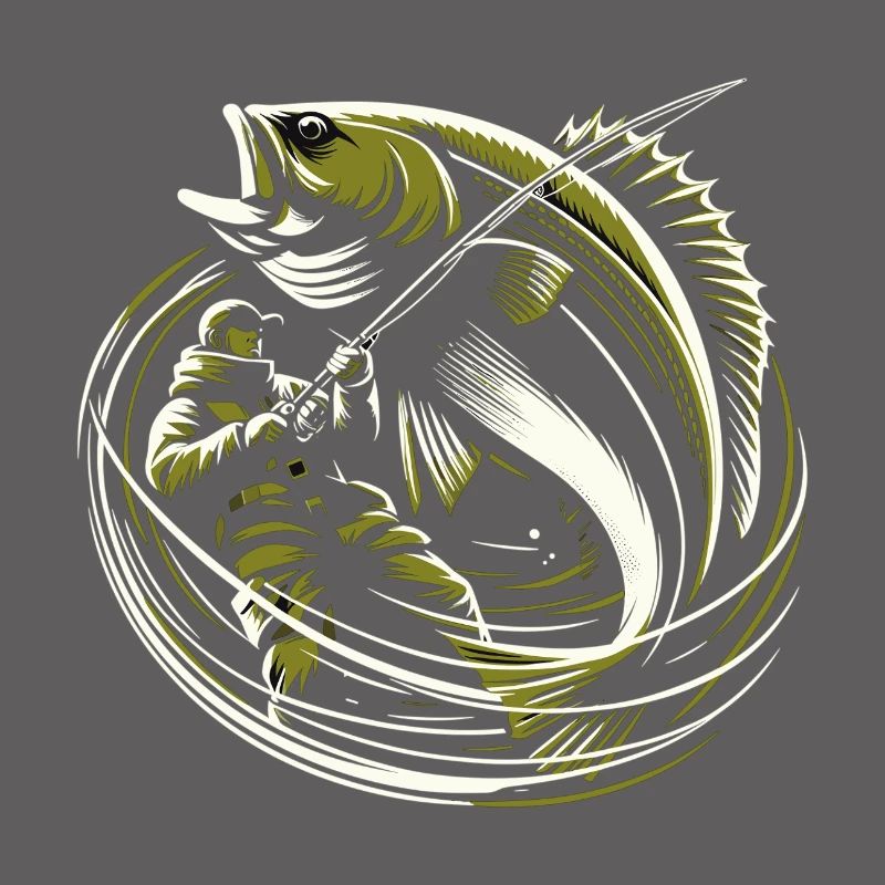 Pêche Pêcheur Morue Poisson Géant Vert Olive Cadeau