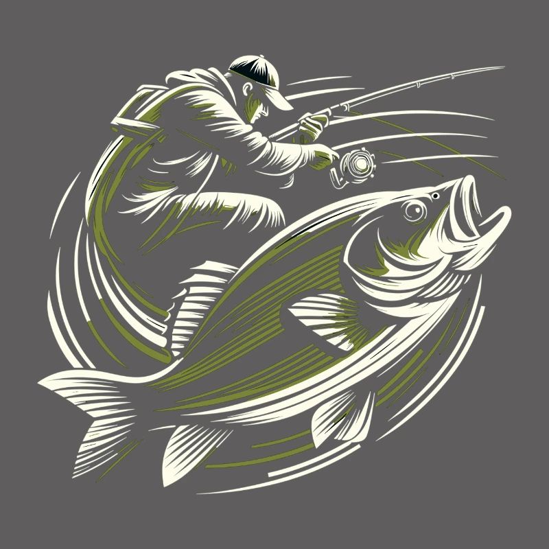 Pêche pêcheur perche poisson géant vert olive cadeau