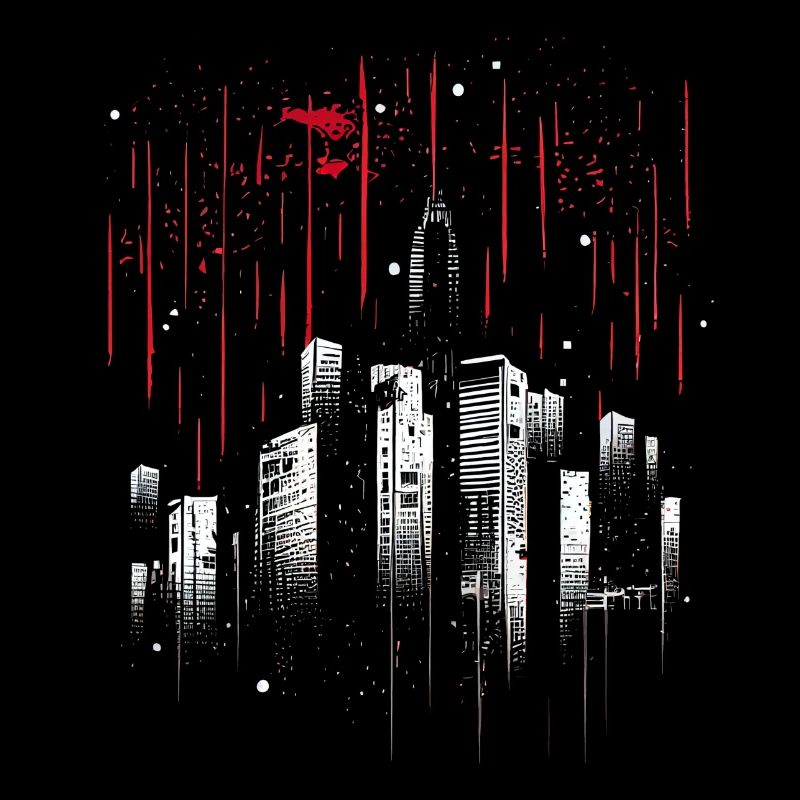 Minimalist metropolis in the rain