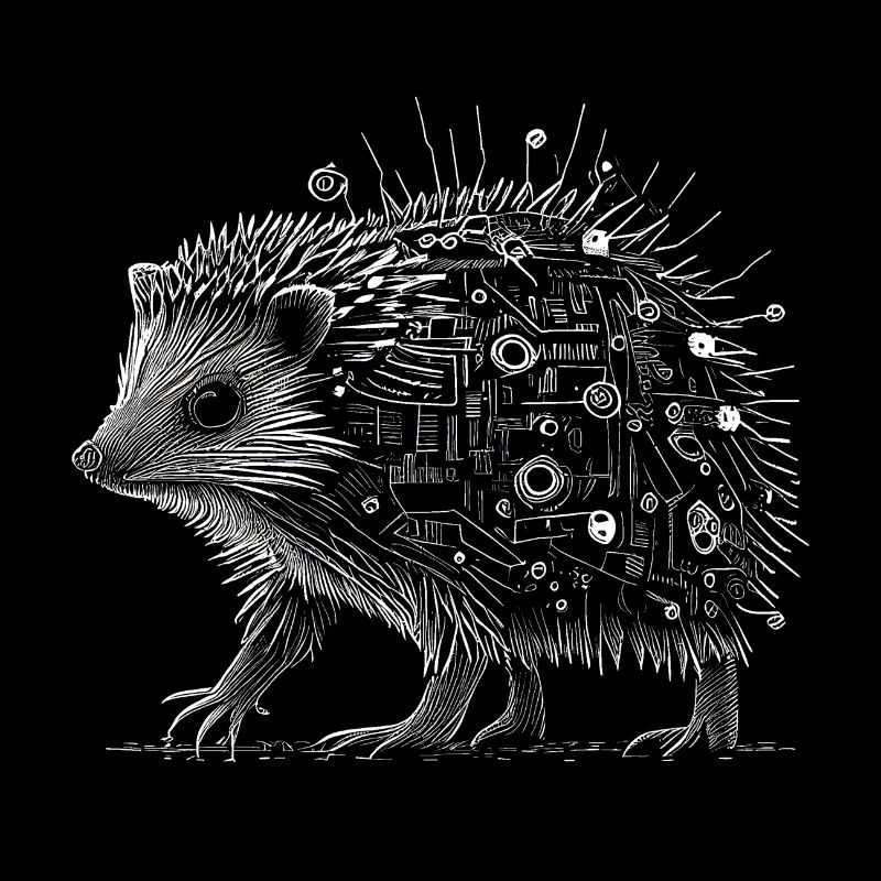Filigree surreal cyborg hedgehog