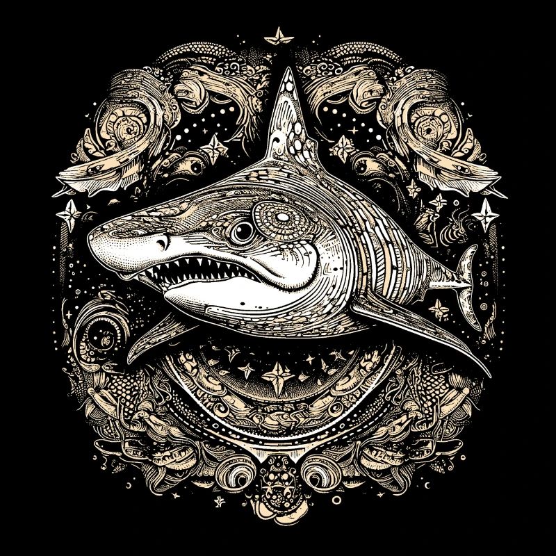 Requin trippant cool avec des motifs boho / ethniques