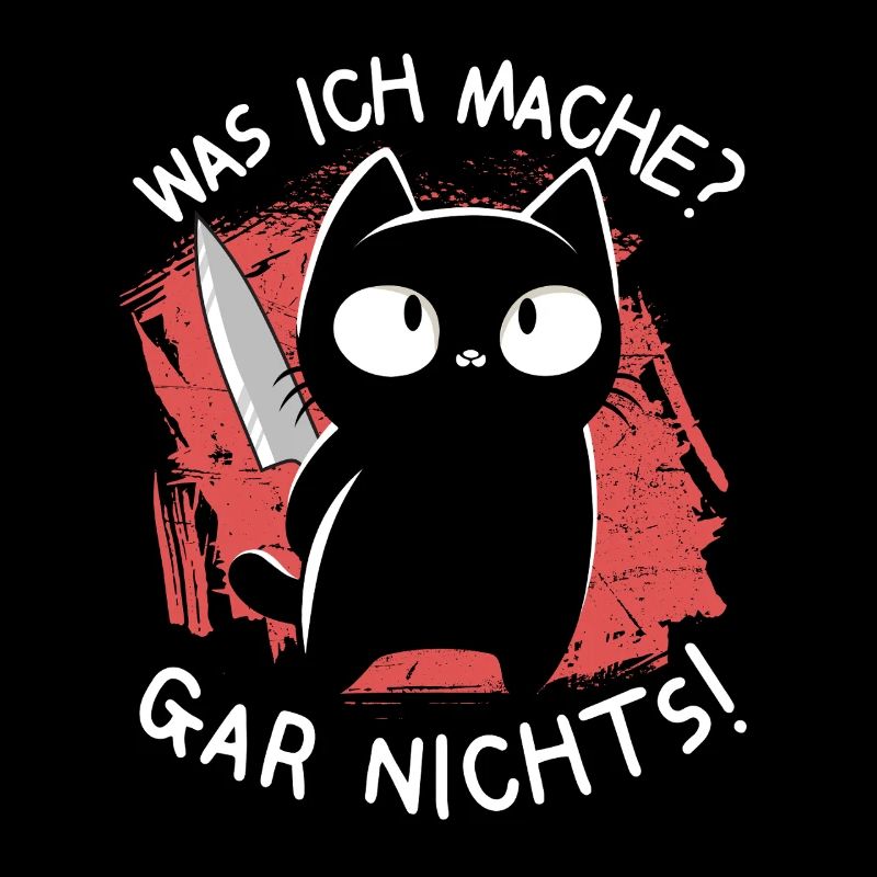 Ich? Niemals – Süße schwarze Katze mit Messer