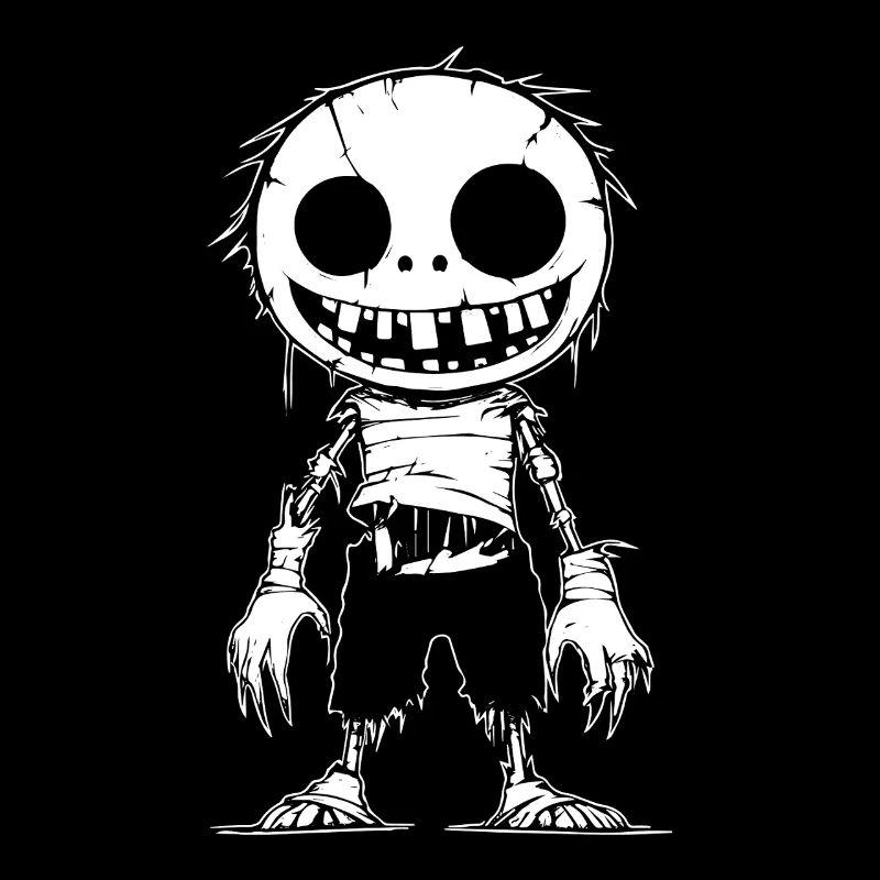 Zombie de dessin animé effrayant avec le sourire