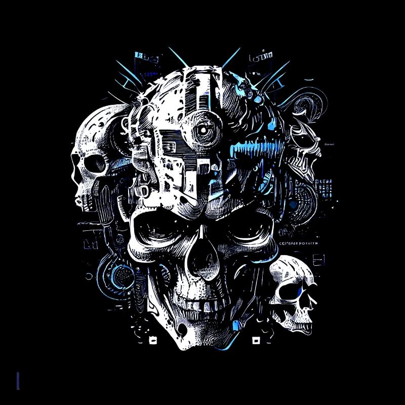 Crâne rétro futuriste Crâne Cyborg
