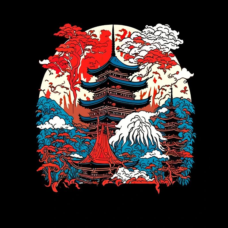 Asia Tempellandschafts Kunst