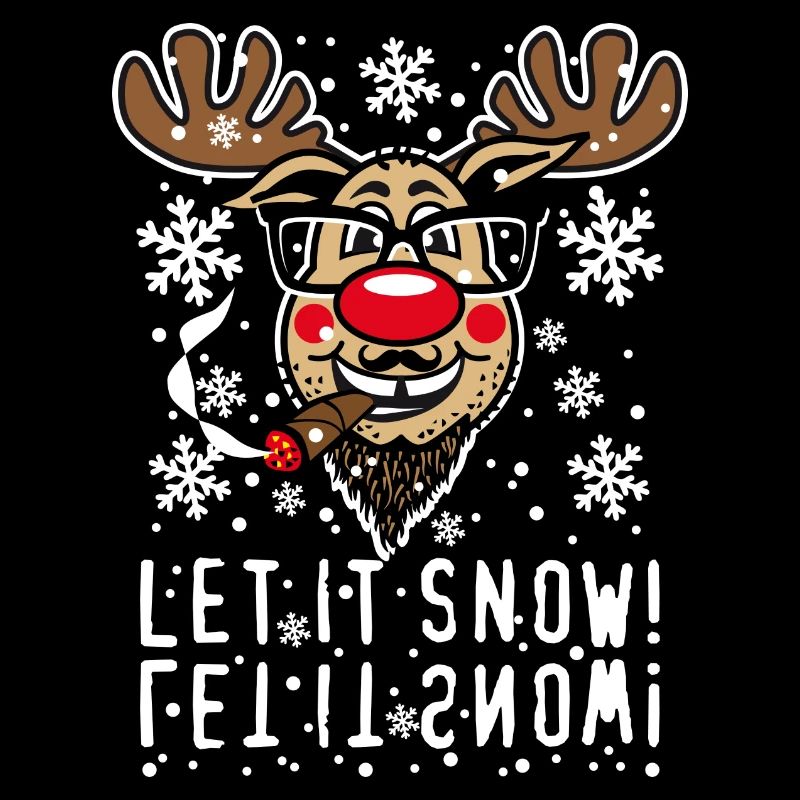 Hirsch Rudolph Bart LET IT SNOW Zigarre T-Shirt 86