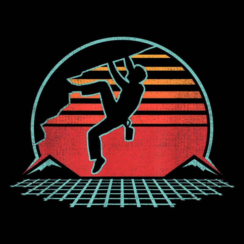 Retro Design Rock climbing climber