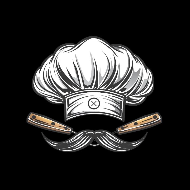 Toque de chef avec couteaux et moustache