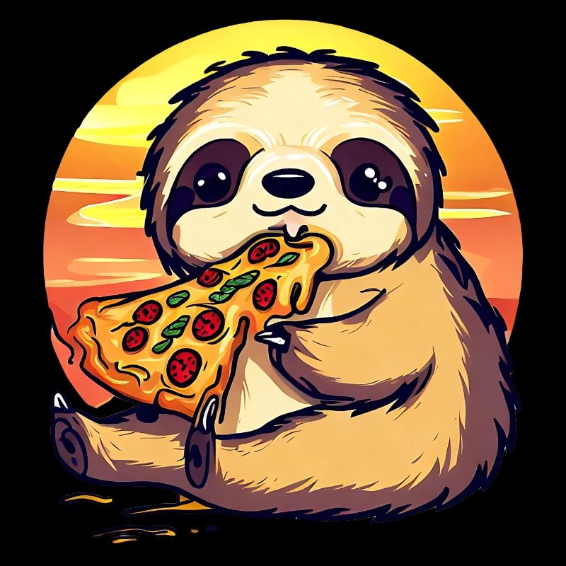 Pizza sloth in the sunset