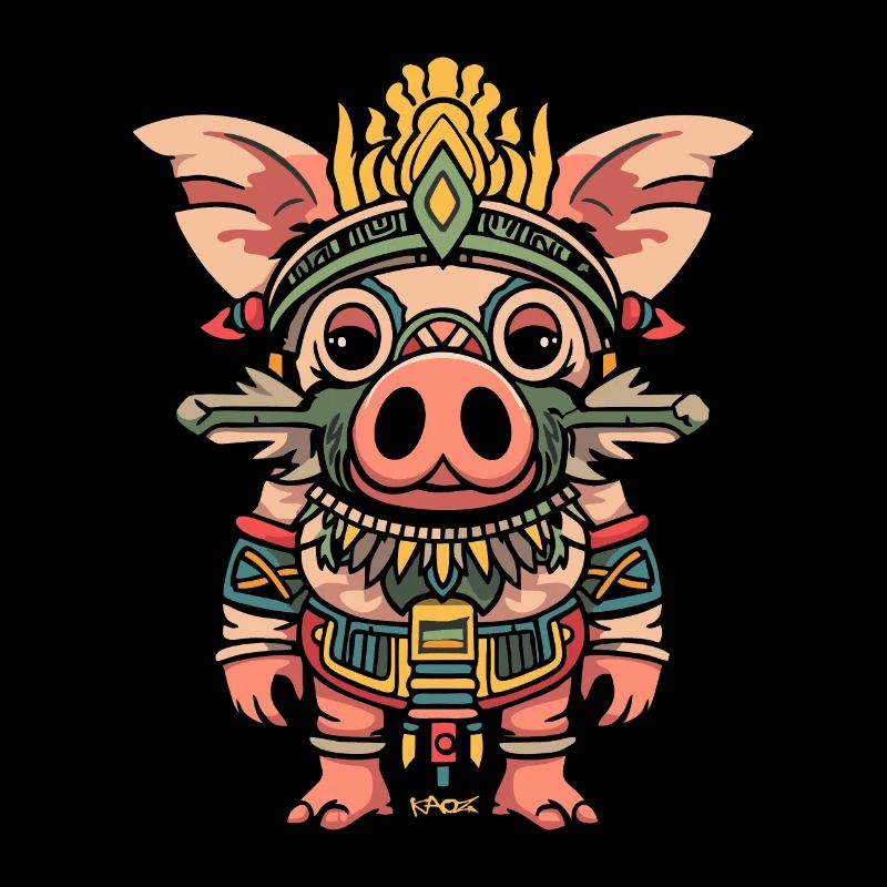 Cochon aztèque maya mignon drôle