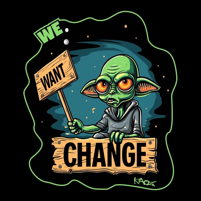 Des extraterrestres verts protestent pour le changement