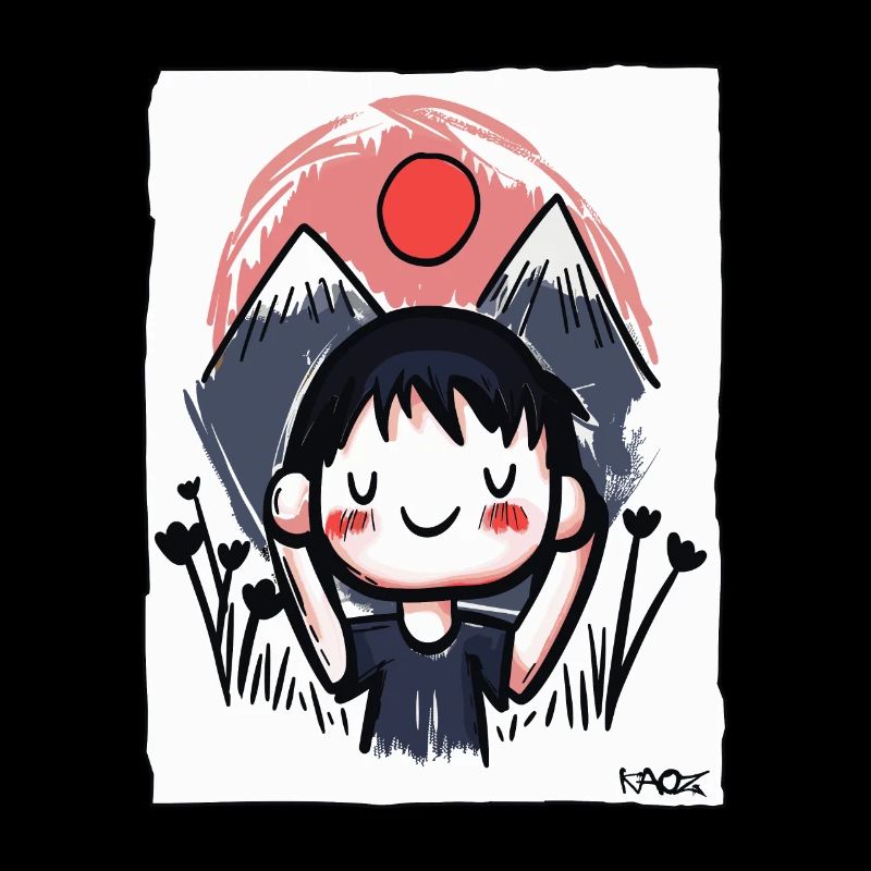 Cartoon boy hears that nature is calling how beautiful