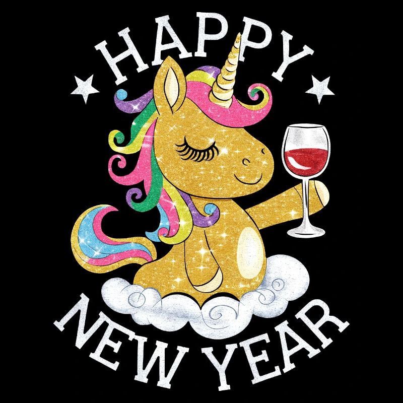 Silvester Einhorn Glitzer Neujahr Happy New Year