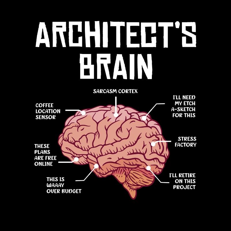 Architect's Brain Humorous Illustration With