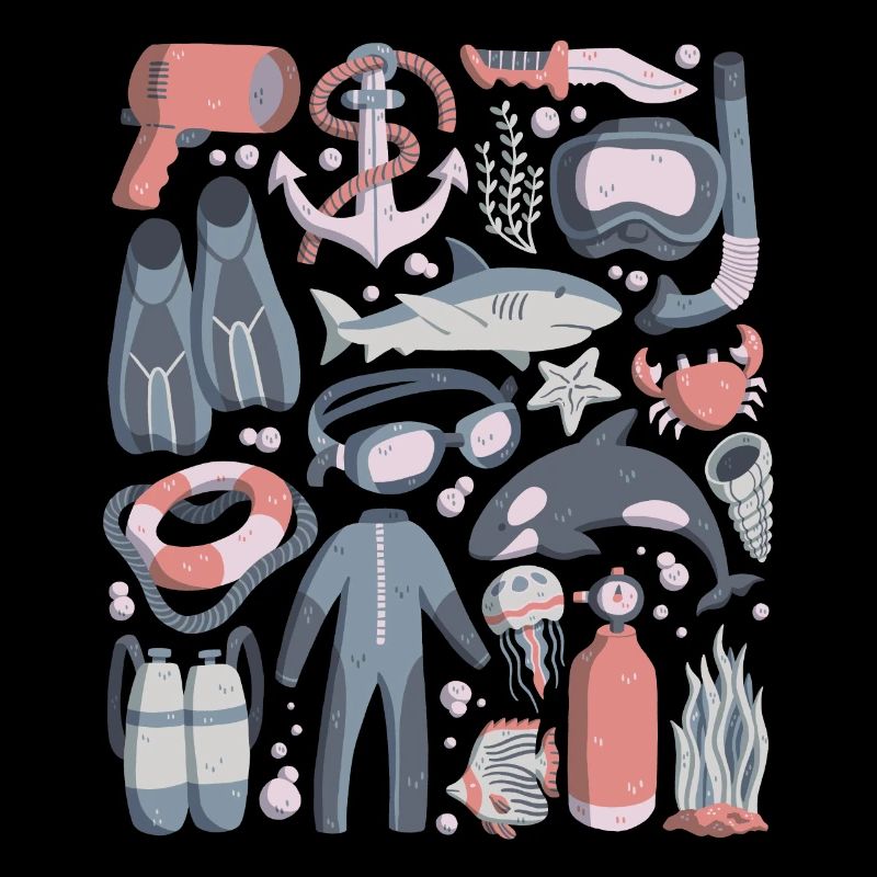 Plongée Doodles Plongée sous-marine Snorkeling Équipement de plongée