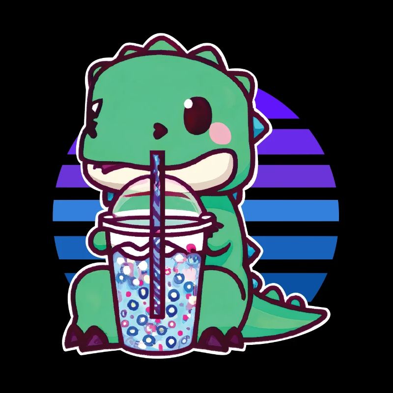 Dinosaurier trinkt Bubble Tea