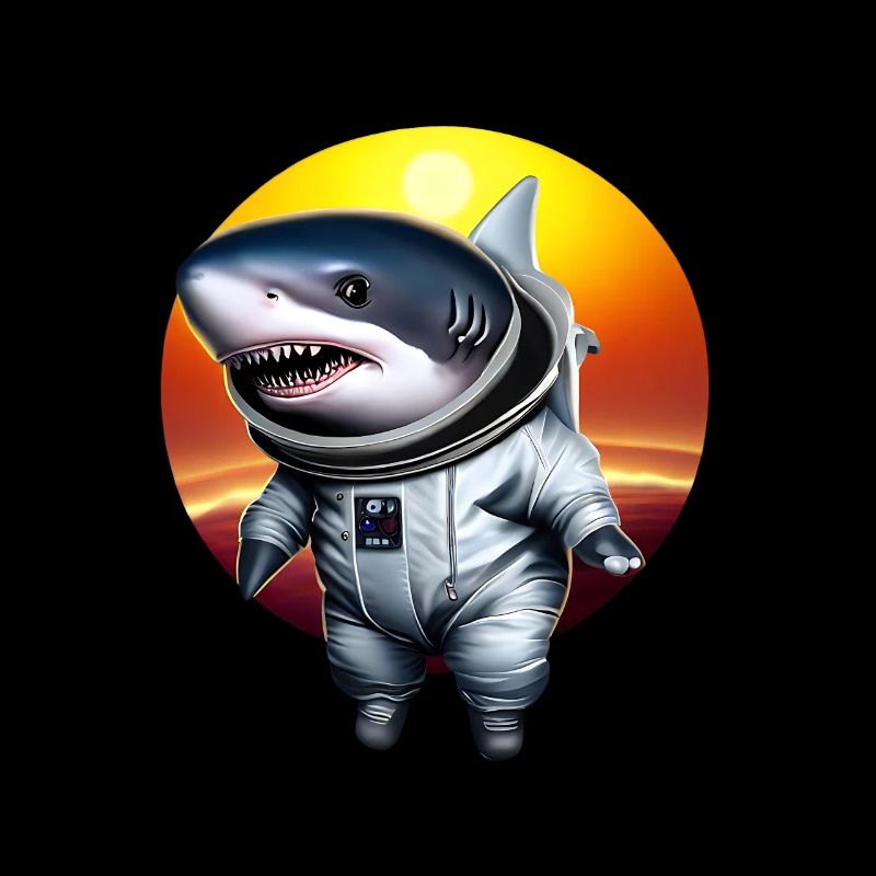 Requin astronaute au coucher du soleil