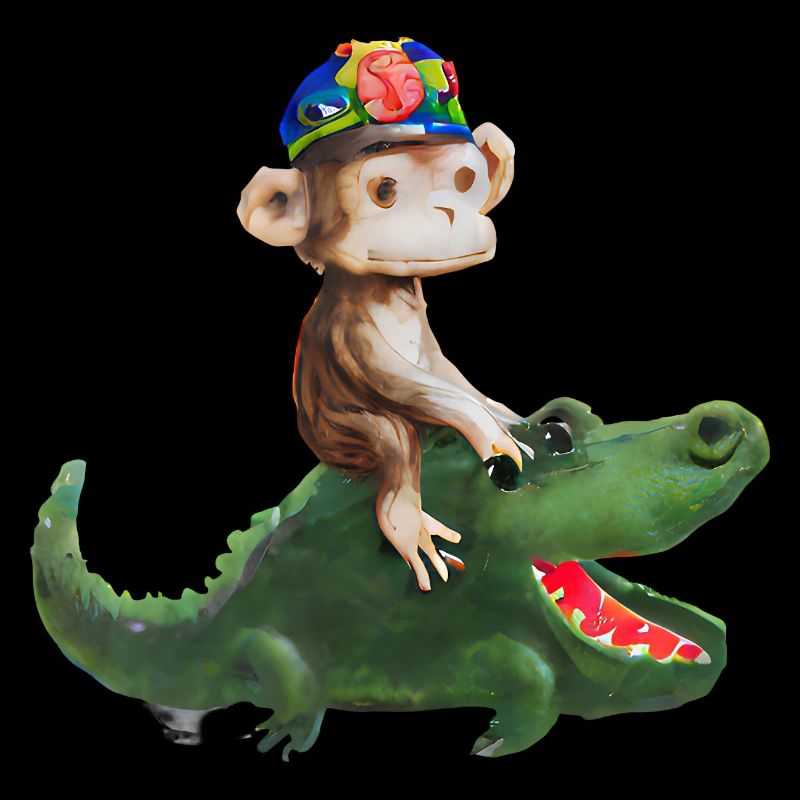 Drôle de singe sur la conception du crocodile