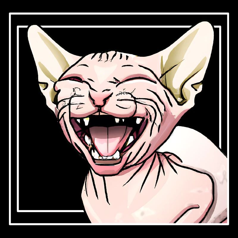 Le chat Sphynx rit
