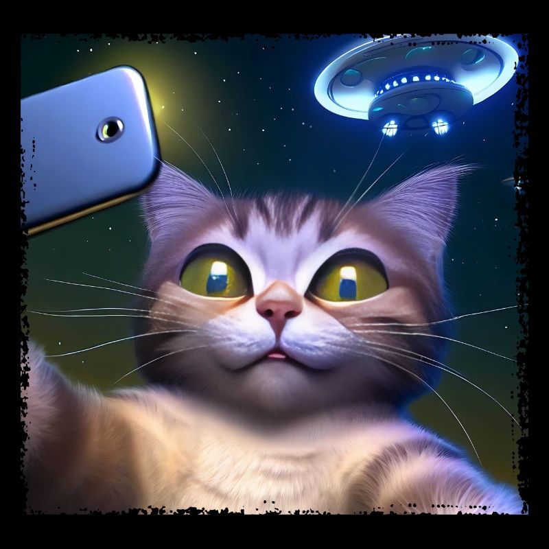 Selfie de chat avec OVNI
