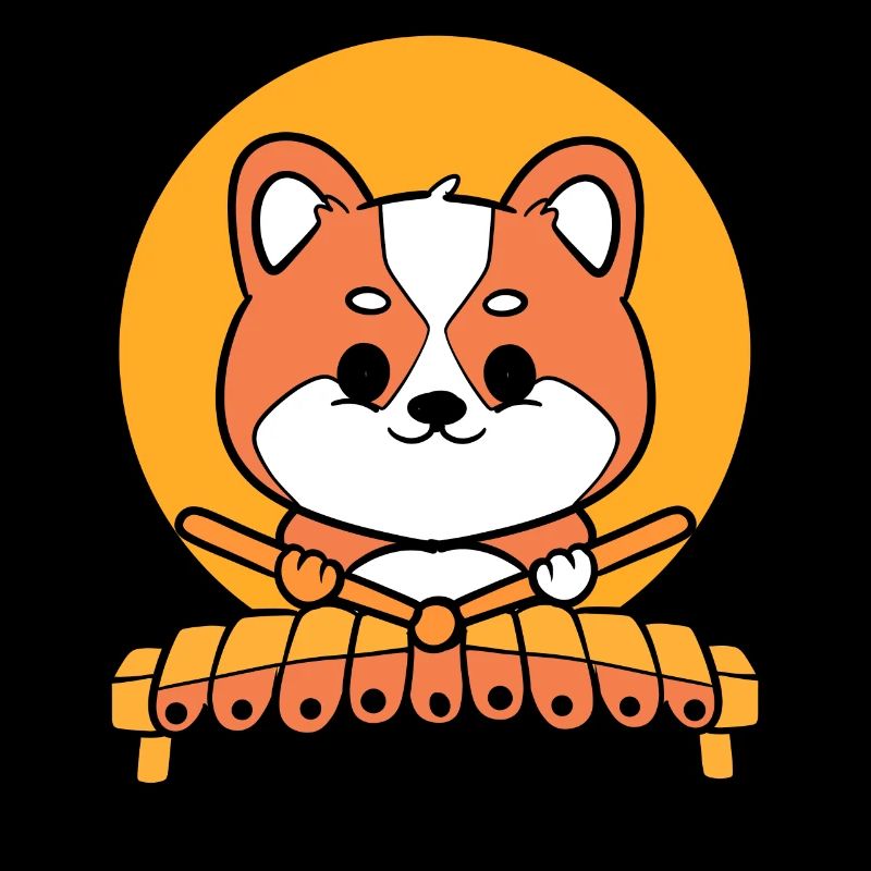 Corgi spielt Marimba Instrumentalist