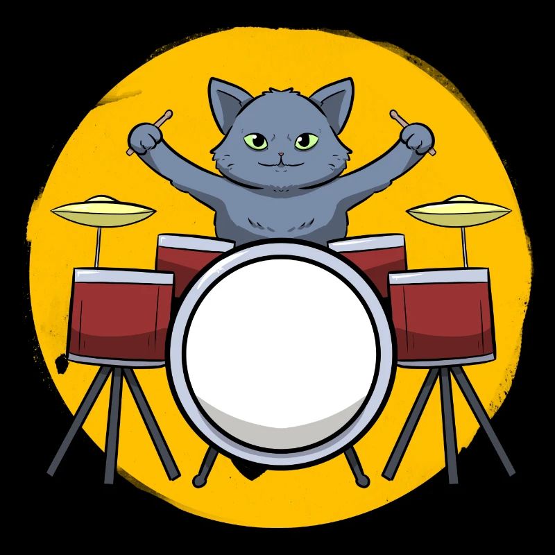 Drummer Cat Drum Player and Cat Lover