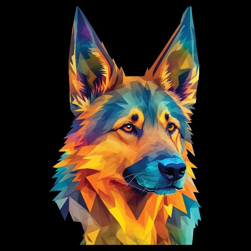 Geometric German Shepherd Dog Art