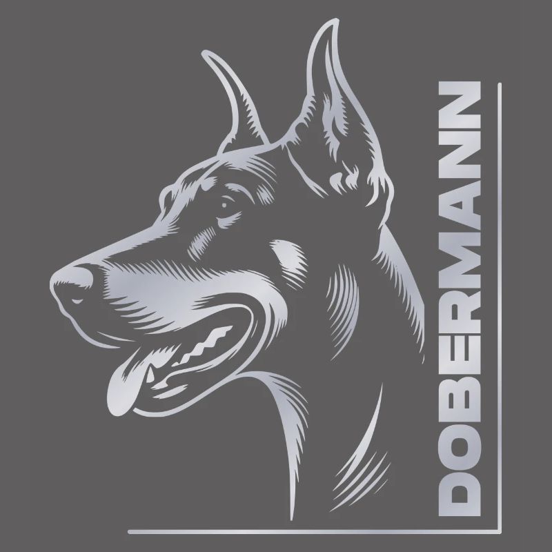 Doberman Pinscher, Dog Head, Silver Drawing
