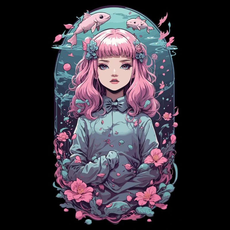 Magical Anime Goth Underwater Design