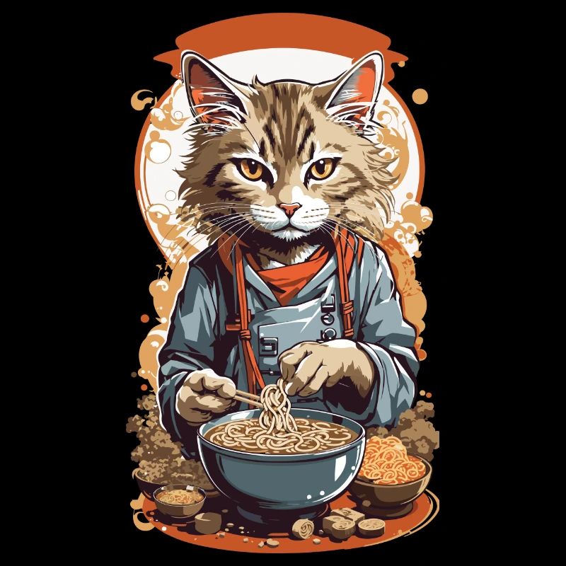 Chat Ramen Japonais Indulgence Soupes Design