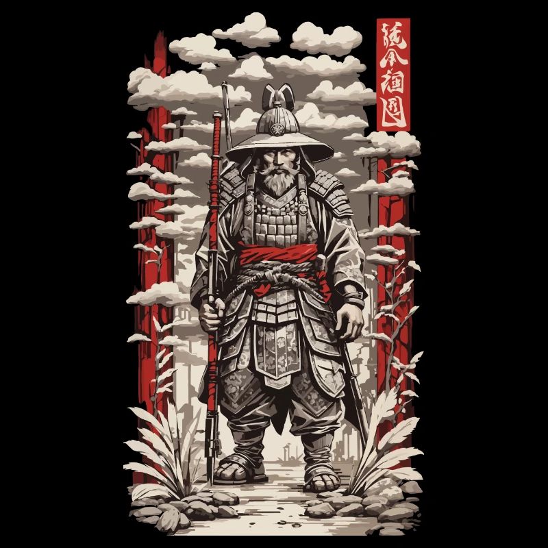 Samurai Warrior Aesthetic Retro & Kanji Design