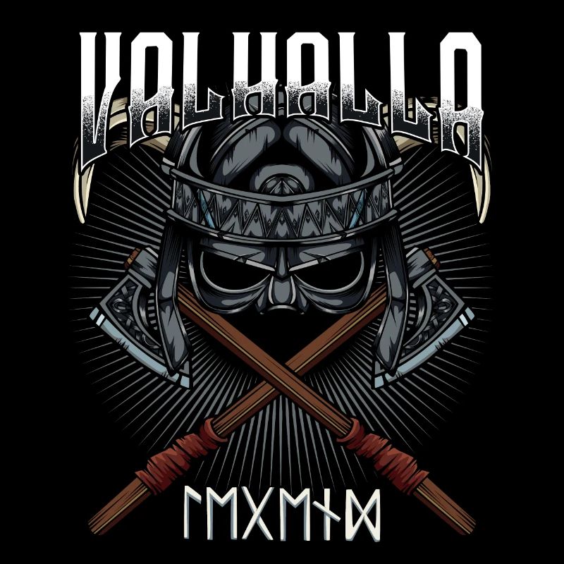 Valhalla Viking Äxte Helm Runen Walhall Geschenk