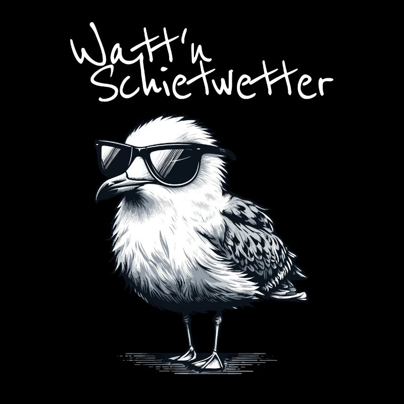 Watt'n Schietwetter Coole Möwe Nordsee Spruch