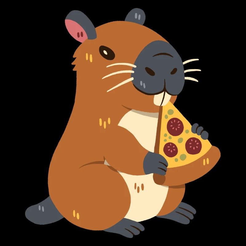 Capybara mit Pizza