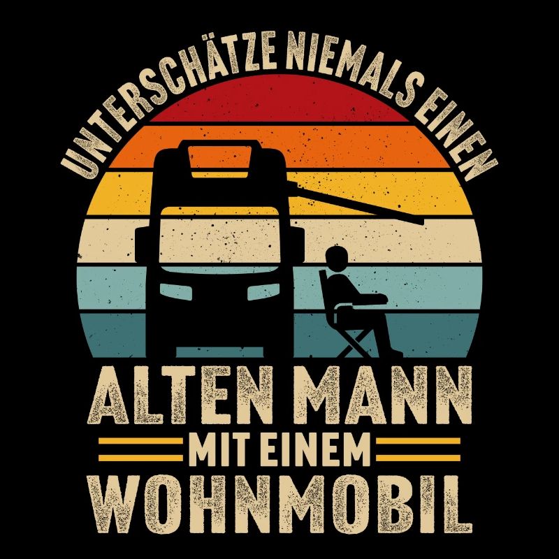 Alten Mann mit einem Wohnmobil