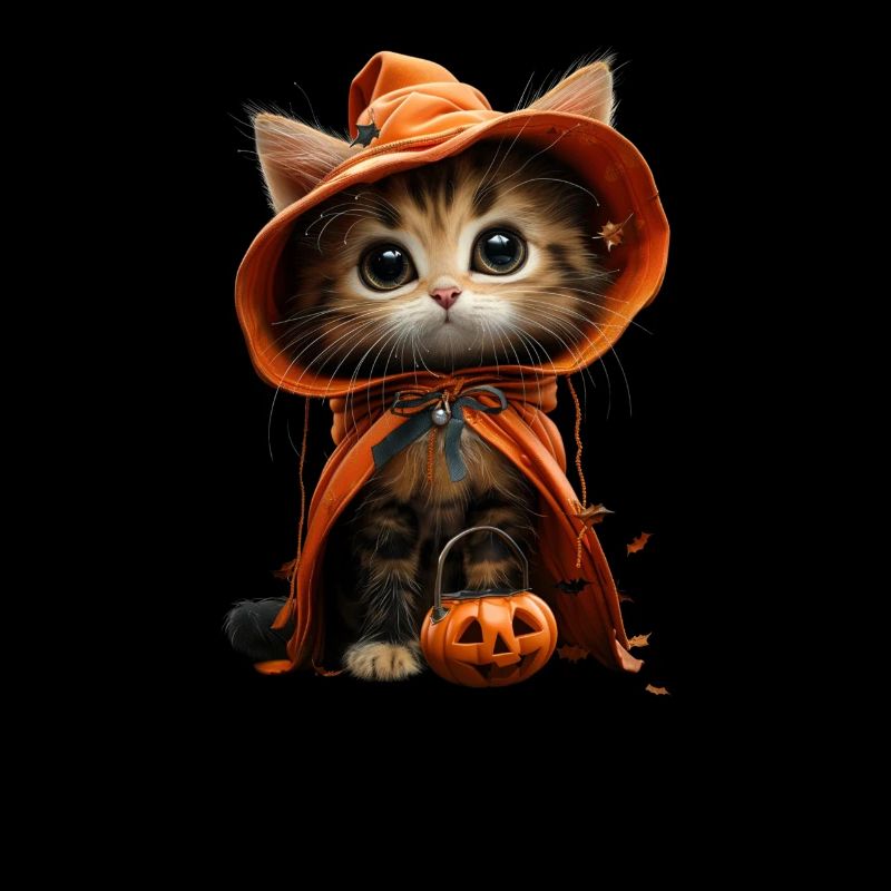 Cute Witch Kitten - Halloween Pumpkin Look