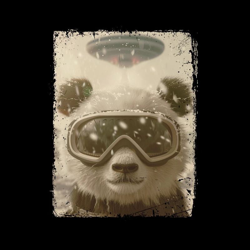 OVNI rétro vintage étrange Alien Ski Panda